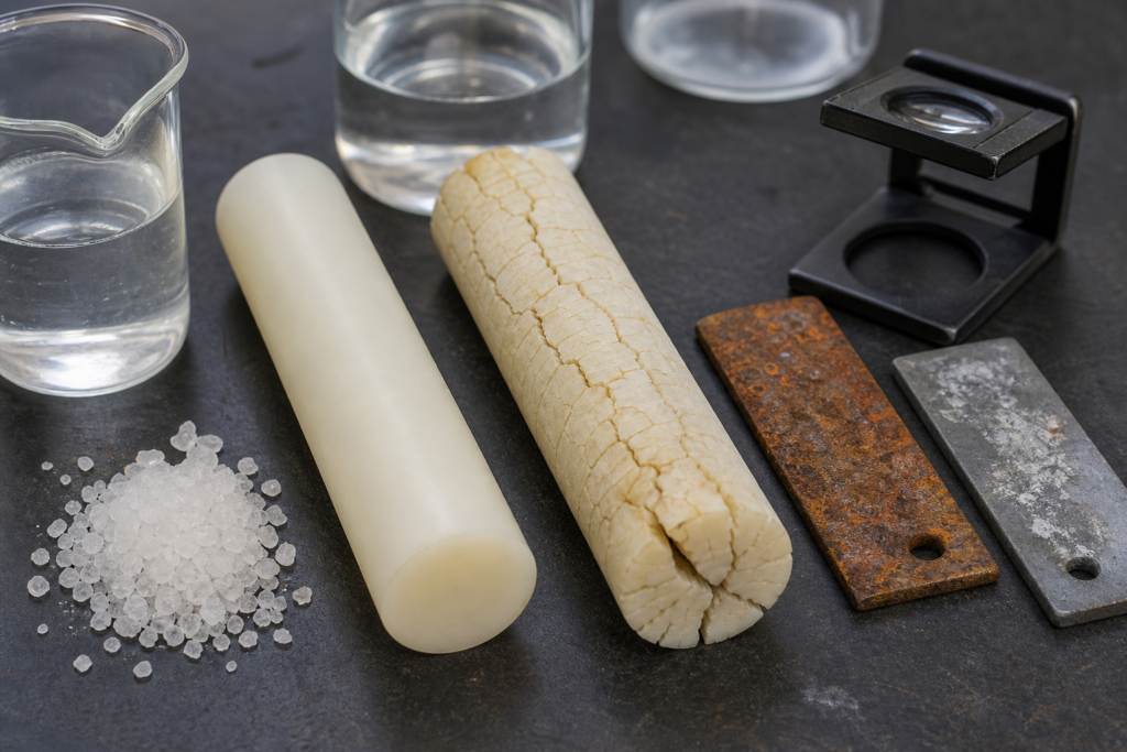 Testen van de hydrolysebestendigheid van nylon met behulp van monsters die zijn verouderd door blootstelling aan heet water en stoom, en laboratoriumapparatuur