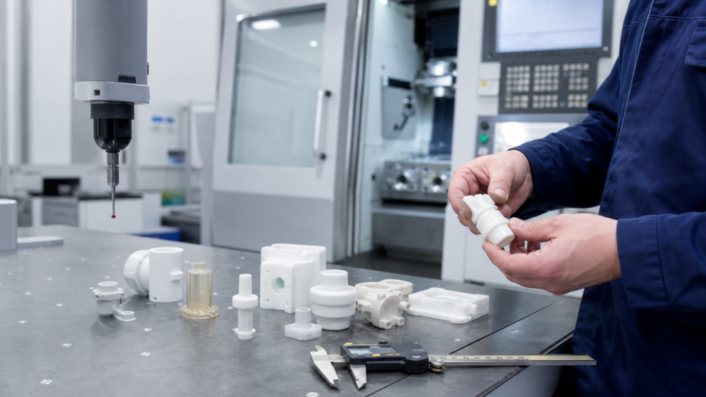 Medical plastic CNC machining service inspection for precision plastic components