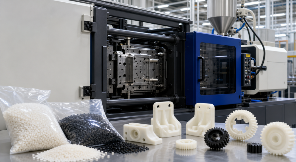 Nylon-spuitgietmachine voor de productie van op maat gemaakte kunststofonderdelen van PA6 en PA66