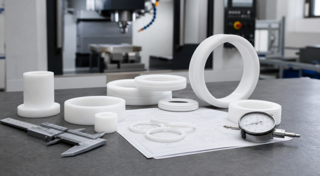 Bespreking van PTFE-CNC-bewerkingsdiensten met witte fluorpolymeeronderdelen en technische opmerkingen